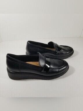 Easy Spirit Shoes Tahlia Slip-On Wedge Loafers Women's 9.5M Black
